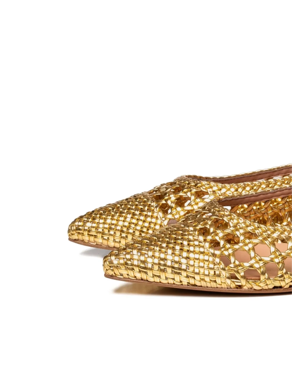 Poche Paris Estelle woven slingback pumps Gold