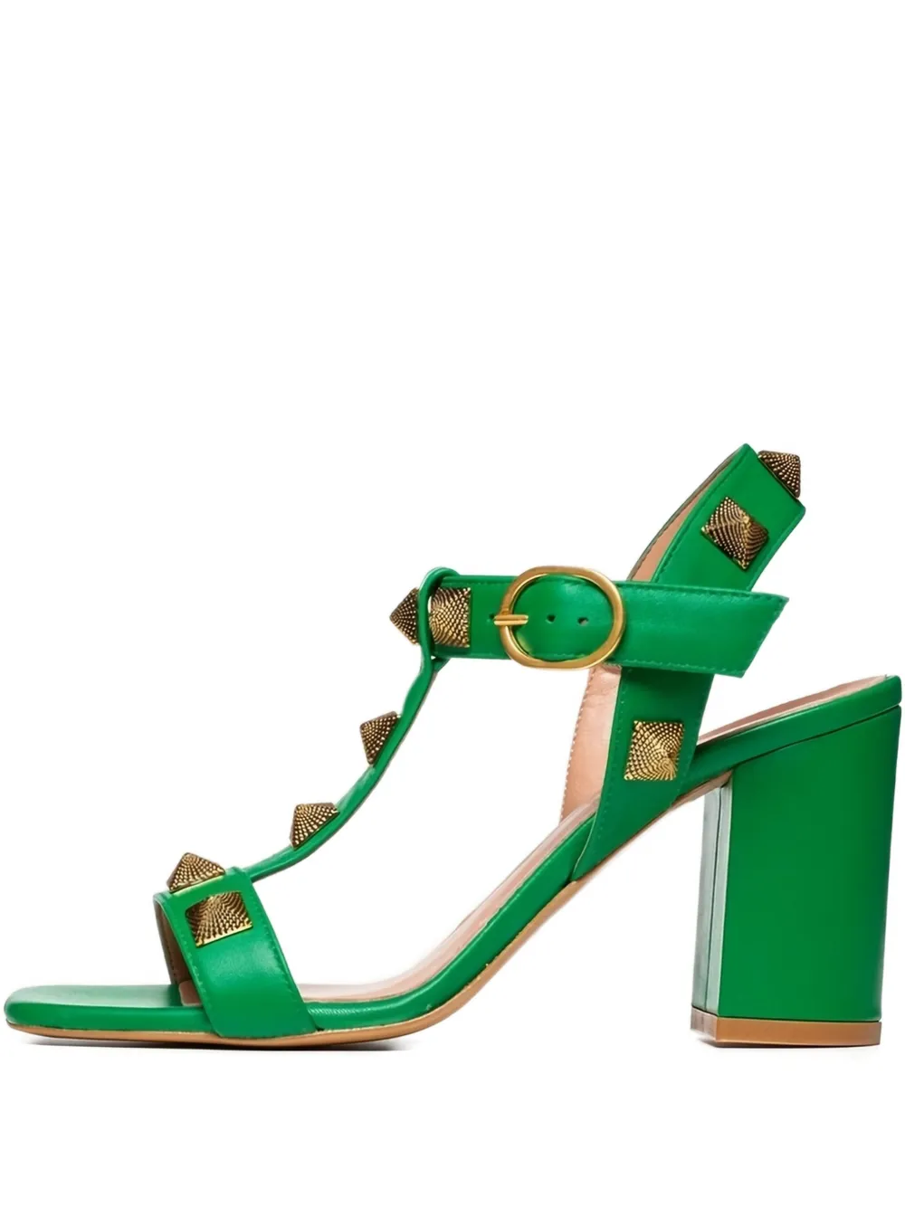 Poche Paris 85mm Lille Studded T-bar Sandals In Green