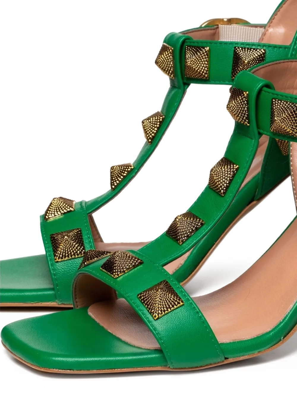 Poche Paris 85mm Lille studded T-bar sandals Green