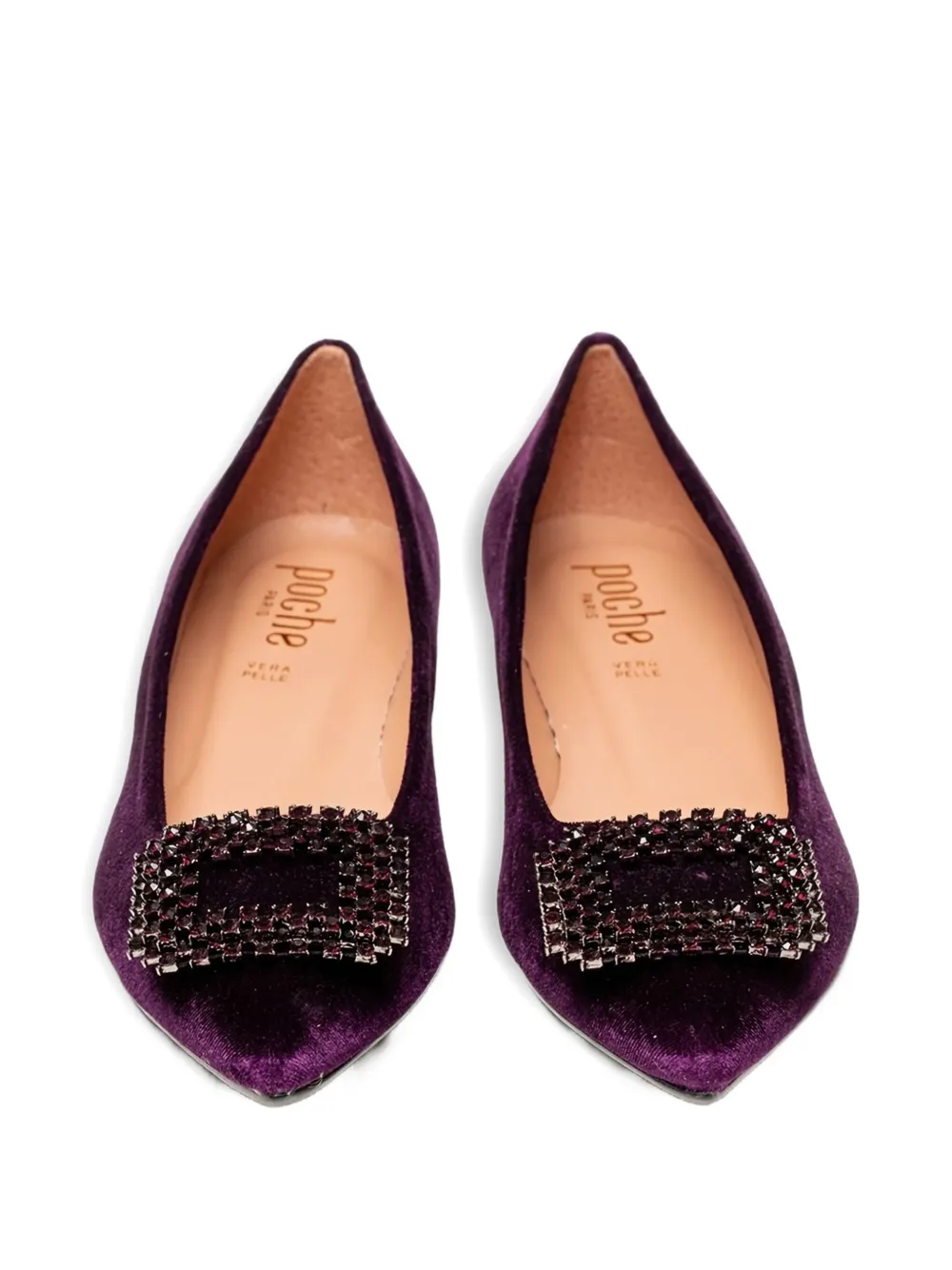 Poche Paris Melanie pointed-toe embellished pumps Purple