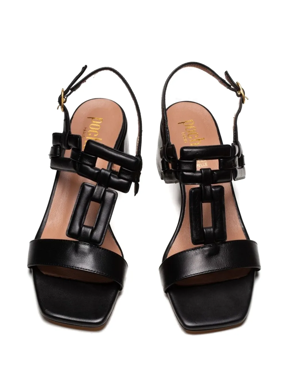 Poche Paris 50mm Valerie buckle-fastening block-heel sandals Black