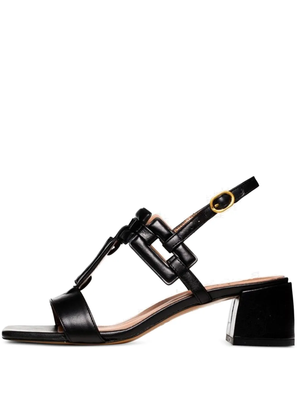 Poche Paris 50mm Valerie Buckle-fastening Block-heel Sandals In Black