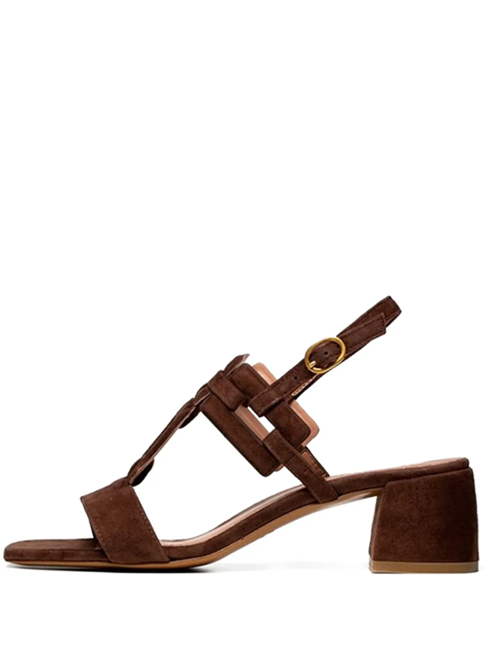 Poche Paris 50mm Valerie T-bar Block-heel Sandals In Brown