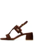 Poche Paris 50mm Valerie T-bar block-heel sandals - Brown