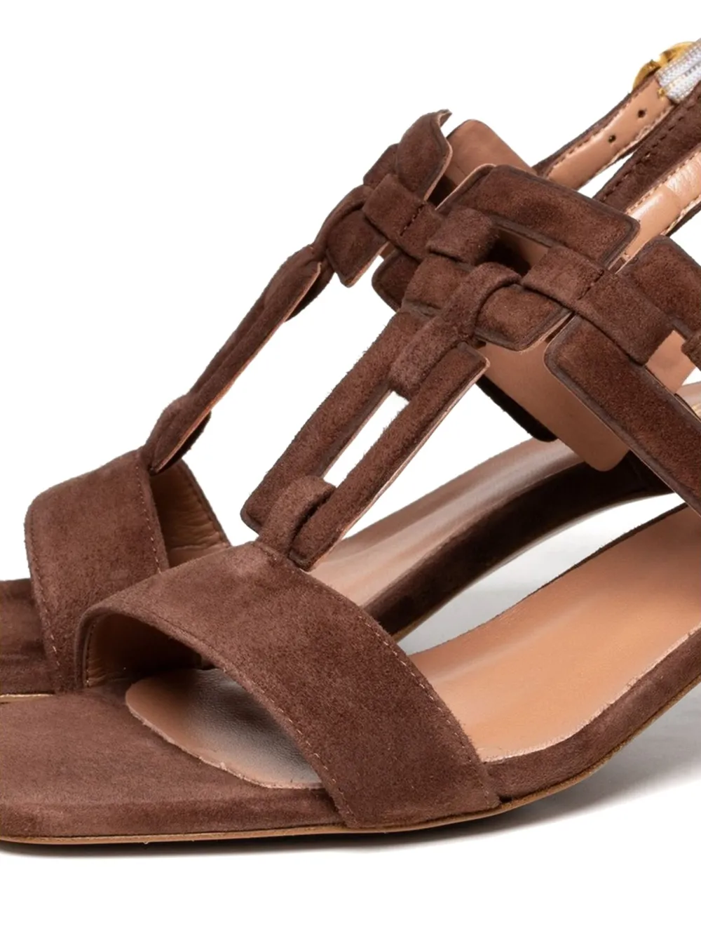 Poche Paris 50mm Valerie T-bar block-heel sandals Brown