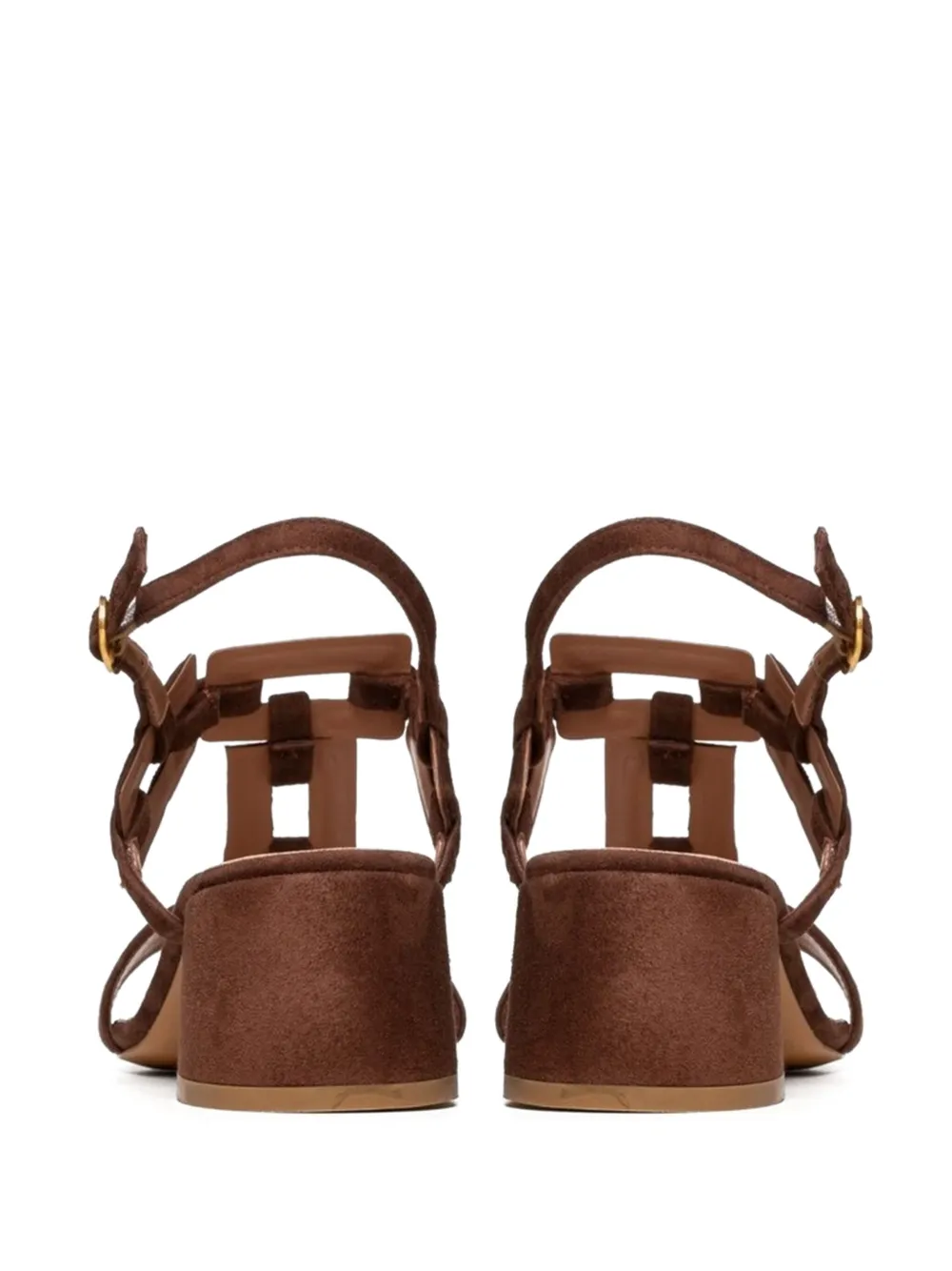 Poche Paris 50mm Valerie T-bar block-heel sandals Brown