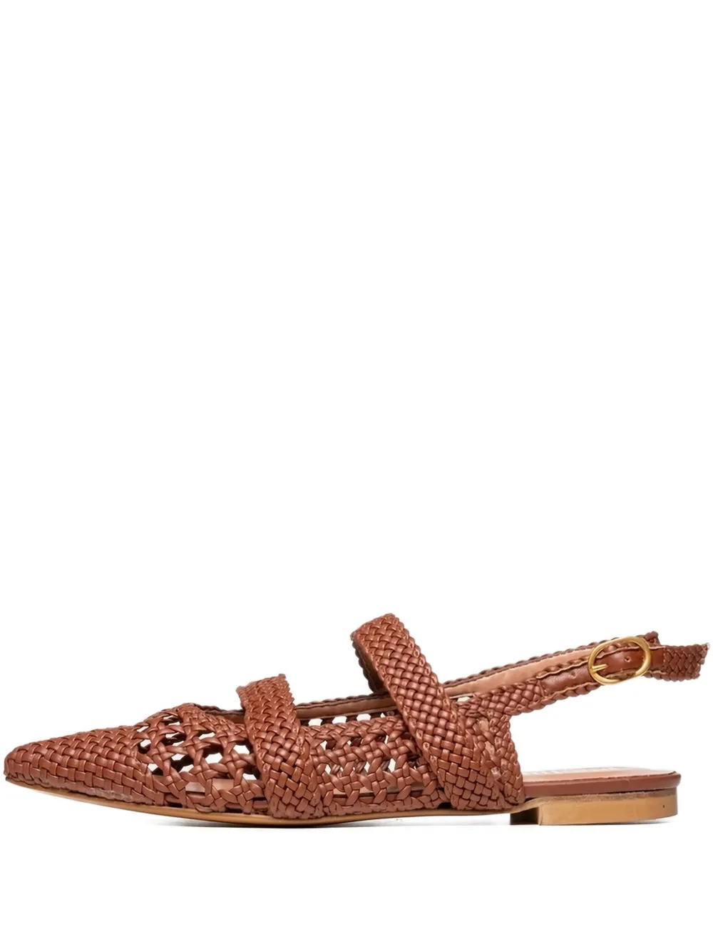 Poche Paris Lena Woven Pointed-toe Pumps In Brown