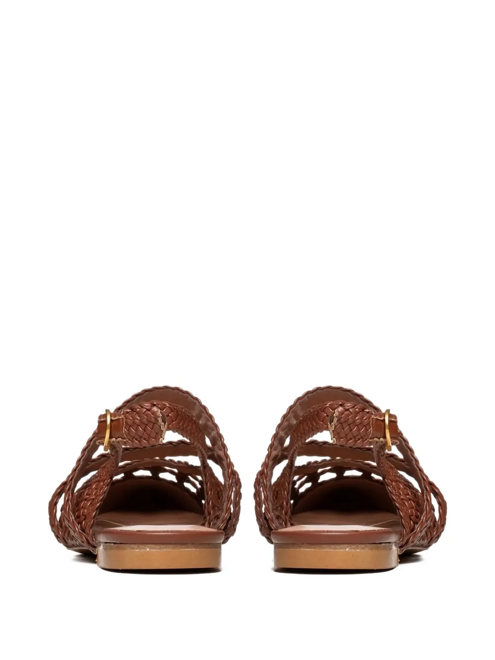 Poche Paris Lena woven pointed-toe pumps Brown