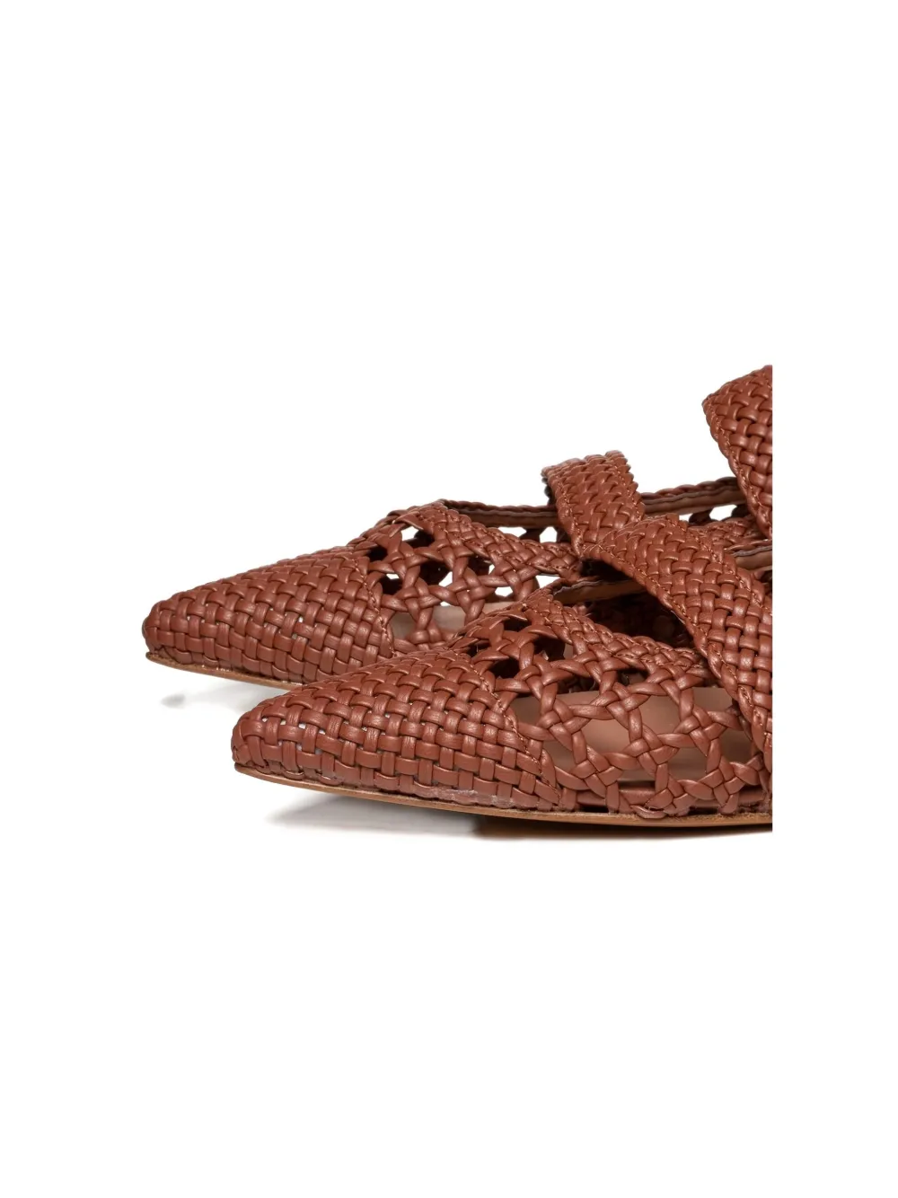Poche Paris Lena woven pointed-toe pumps Brown