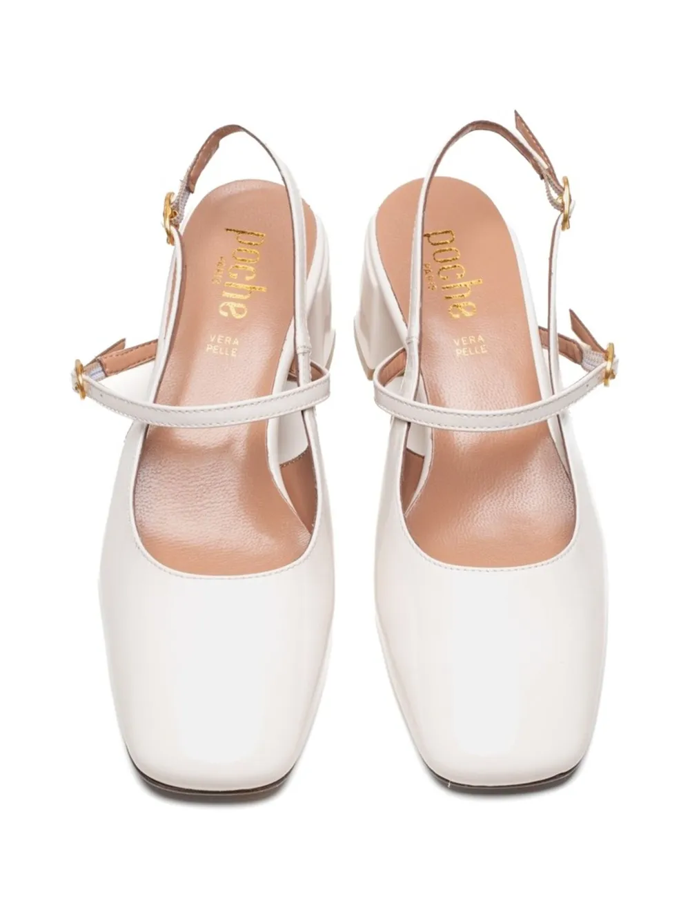 Poche Paris 50mm square-toe slingback mules White