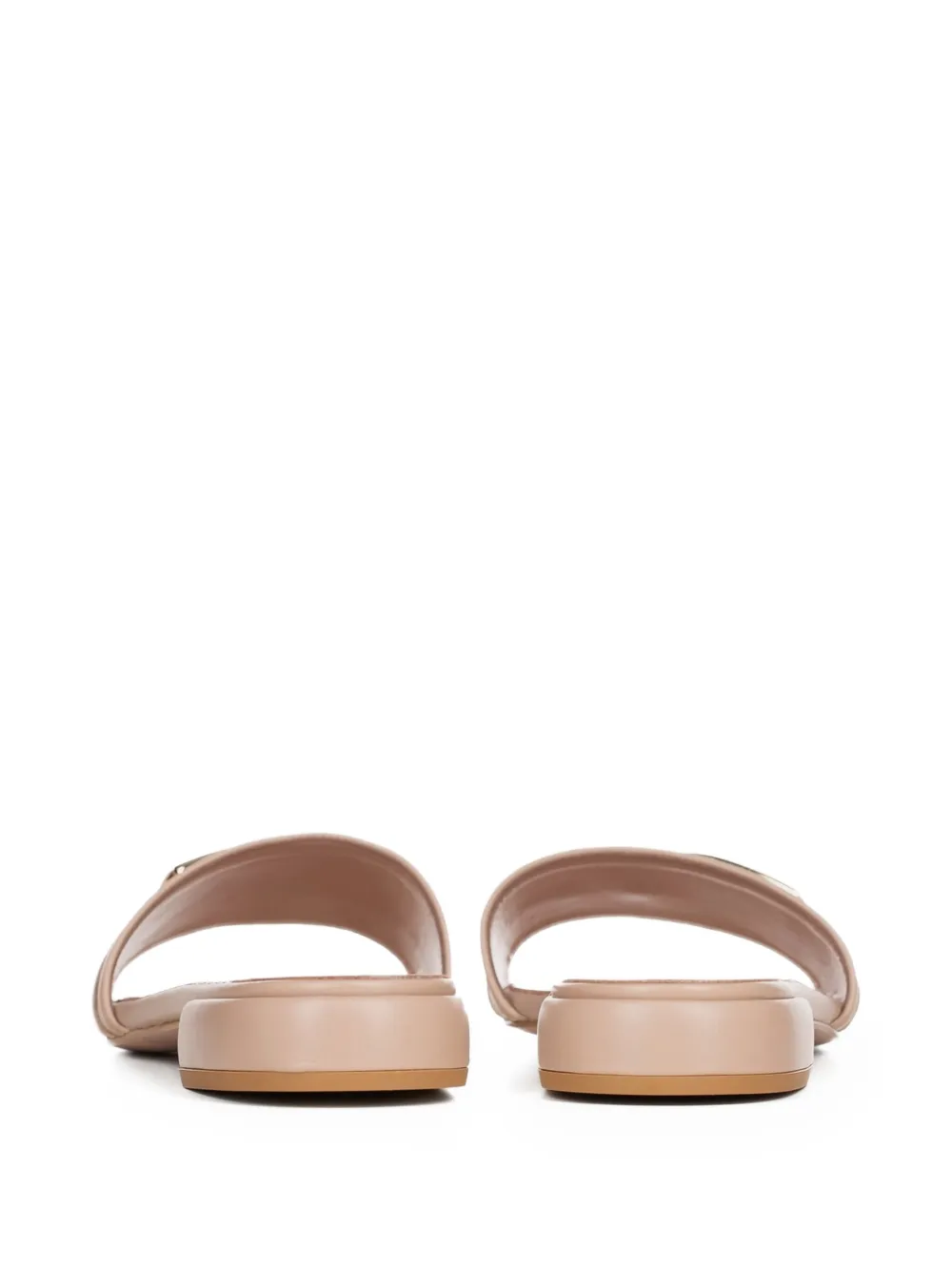 Poche Paris Rose buckle leather slides Neutrals