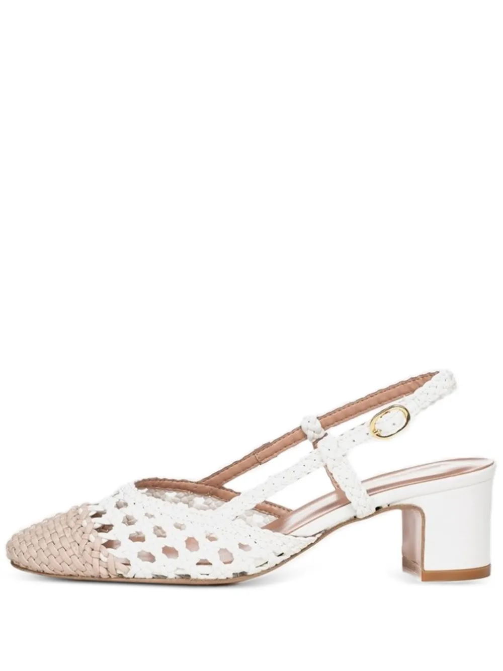 Poche Paris Noemie Woven Block-heel Sandals In White
