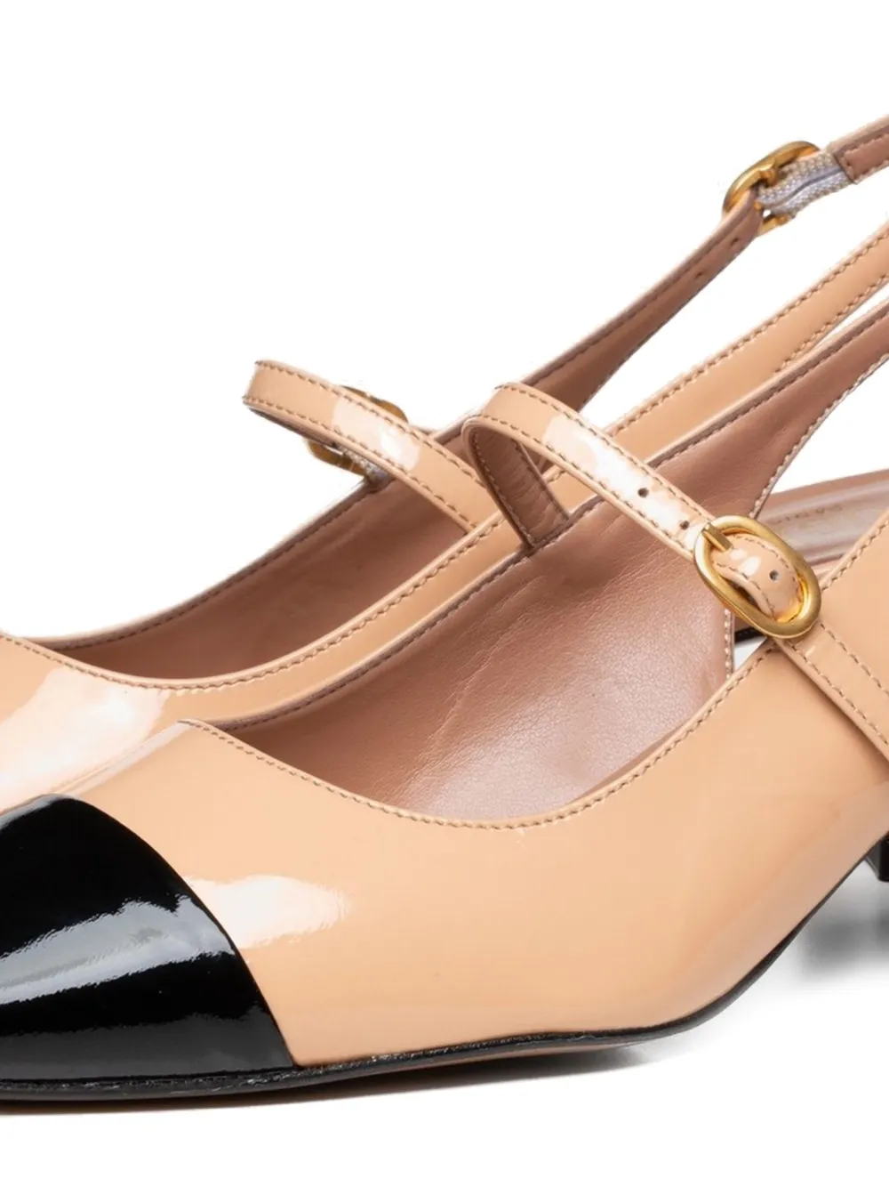 Poche Paris 45mm buckle-detail cap-toe heeled pumps Neutrals