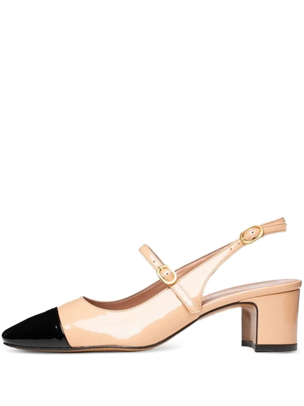 Poche Paris 45mm Buckle-detail Cap-toe Heeled Pumps In Neutral