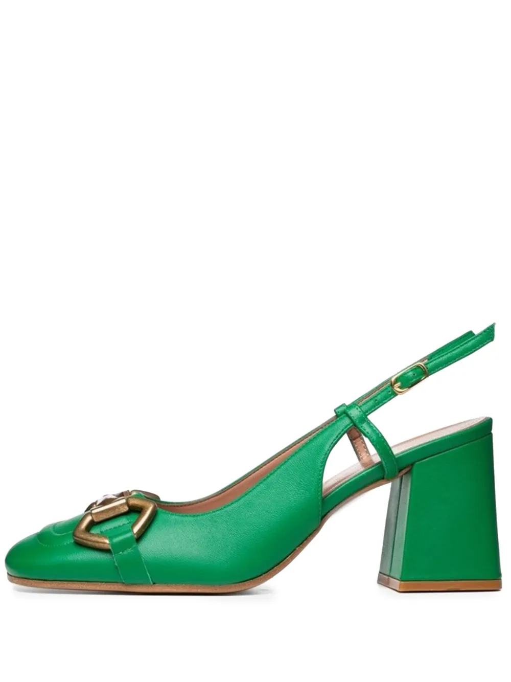 Poche Paris Buckle-embellished Slingback Pumps In Green
