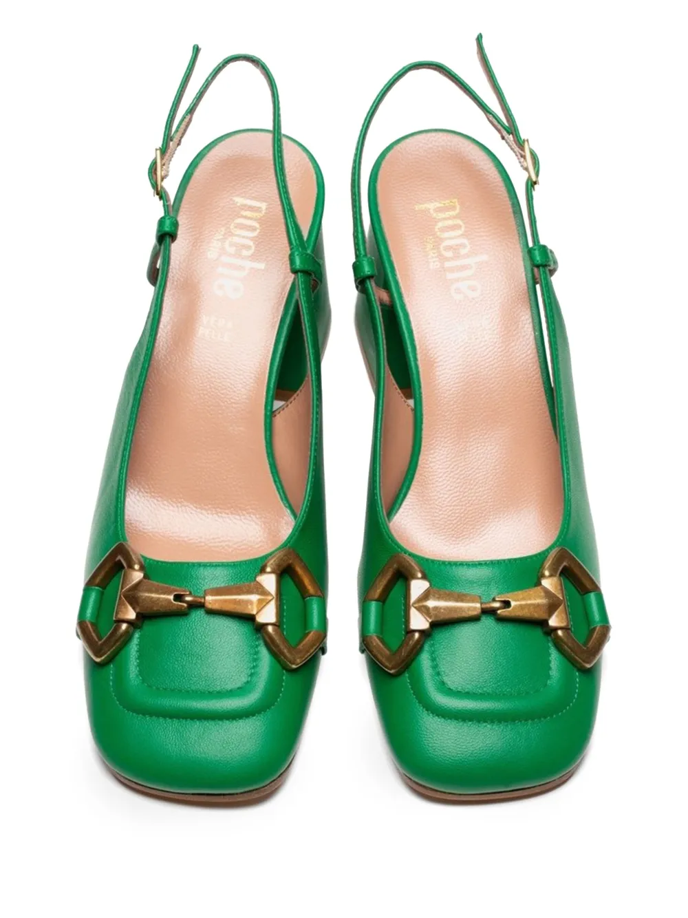 Poche Paris buckle-embellished slingback pumps Green