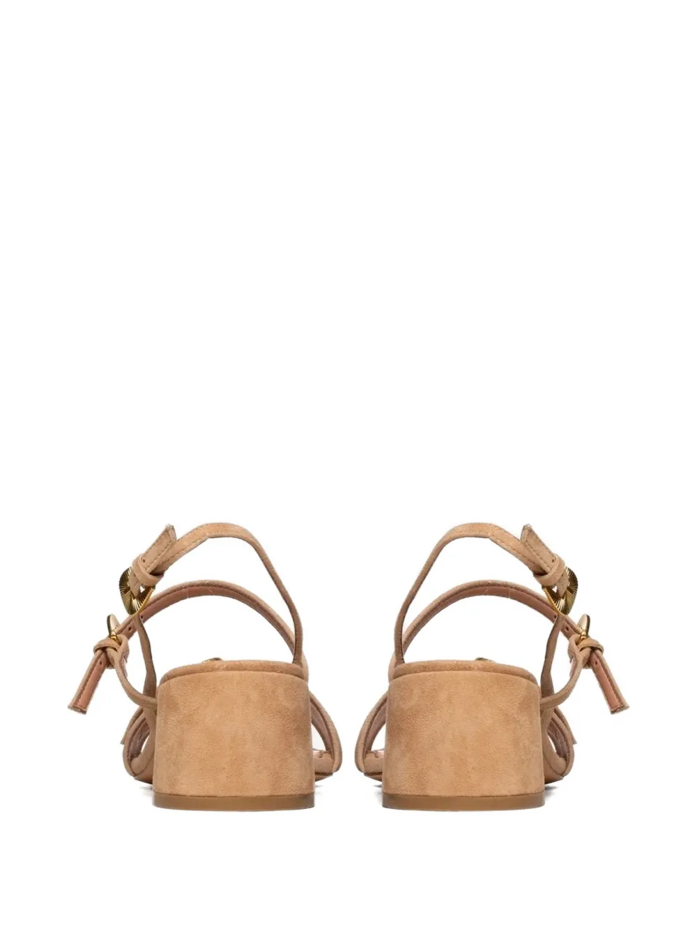 Poche Paris Sandalen met blokhak en gesp Beige