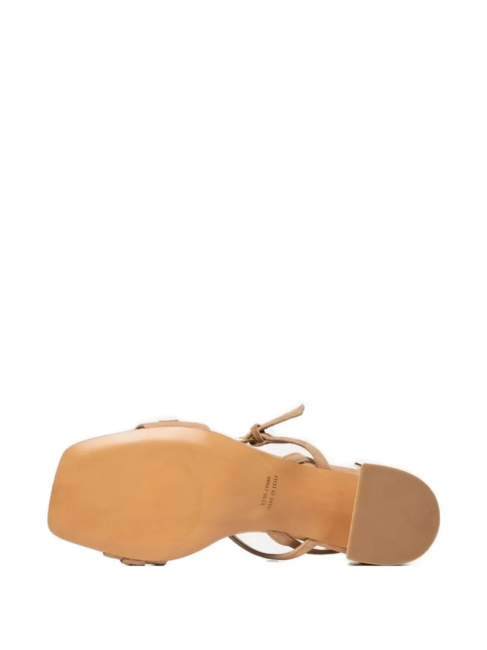 Poche Paris Sandalen met blokhak en gesp Beige
