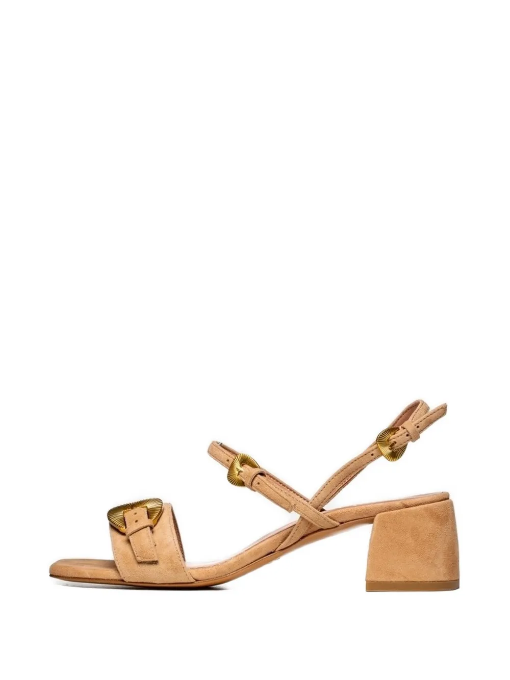 Poche Paris Sandalen met blokhak en gesp Beige