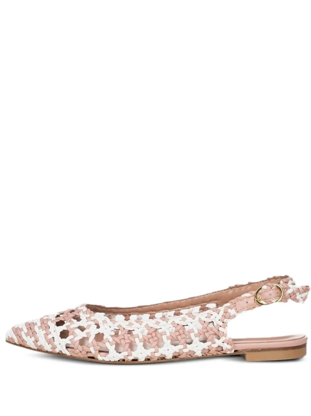 Poche Paris Woven Slingback Ballet Flats In White