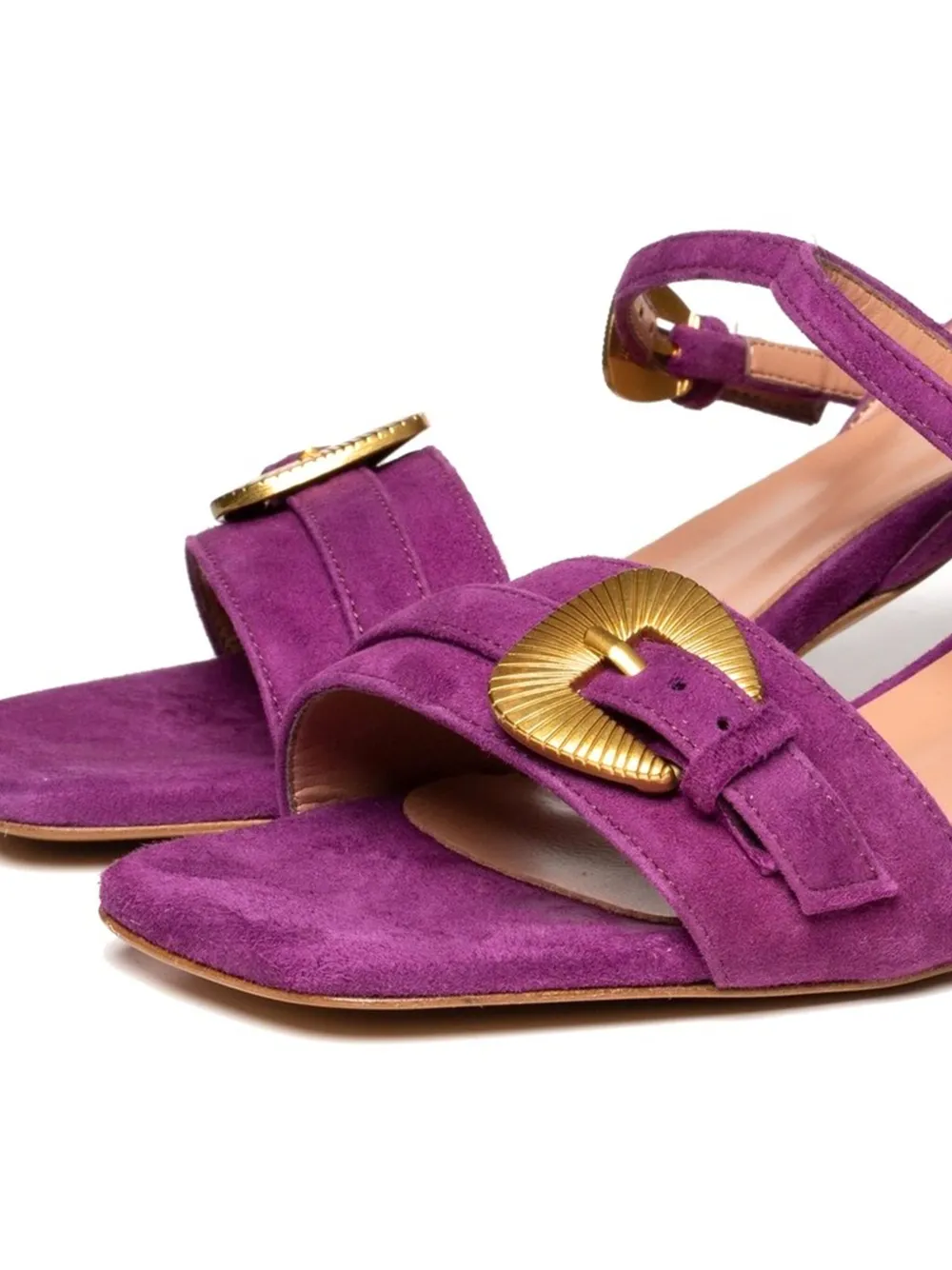 Poche Paris 45mm buckle-embellished block-heel sandals Purple