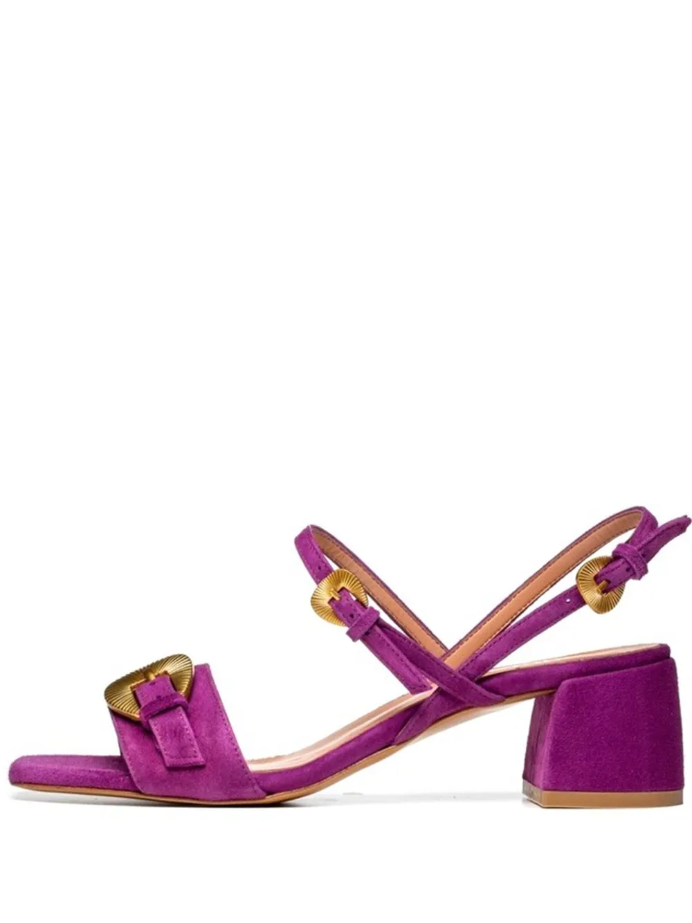 Poche Paris 45mm Buckle-embellished Block-heel Sandals In Purple
