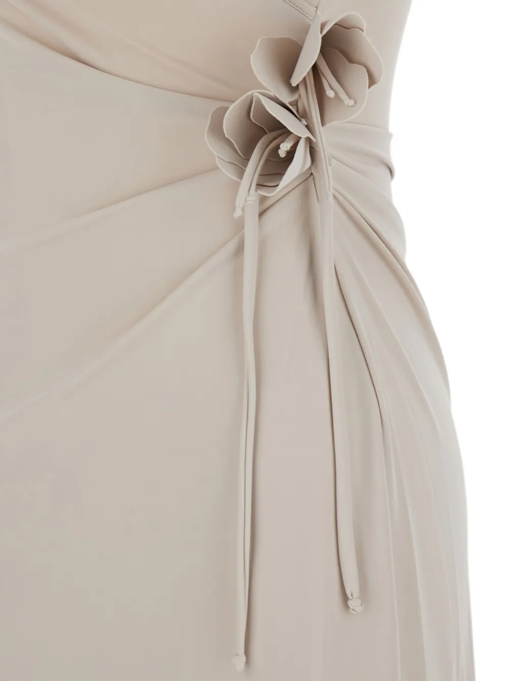 Coperni one-shoulder flower-embellished gown Beige