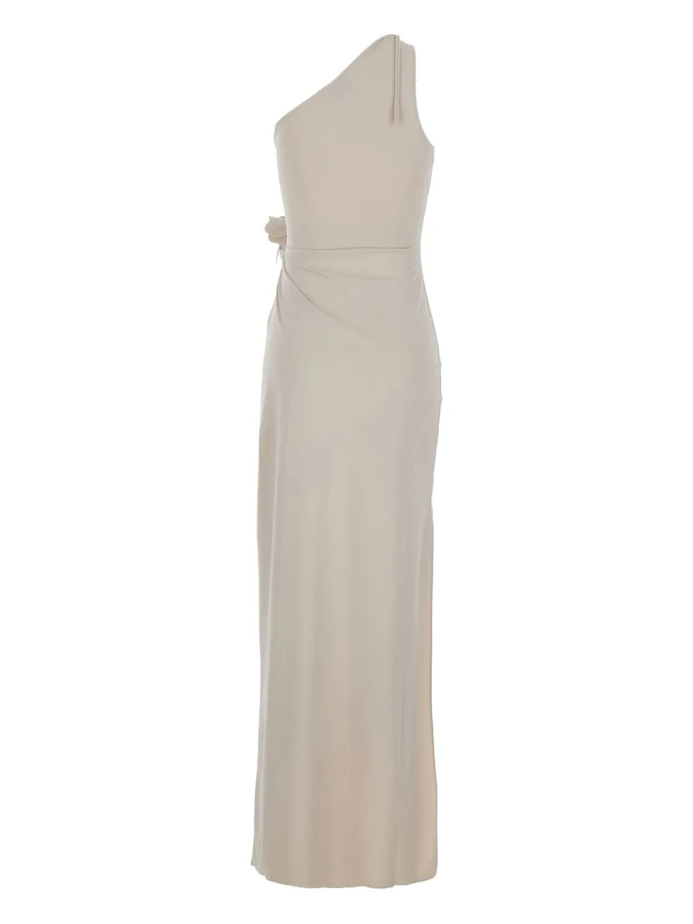 Coperni one-shoulder flower-embellished gown Beige