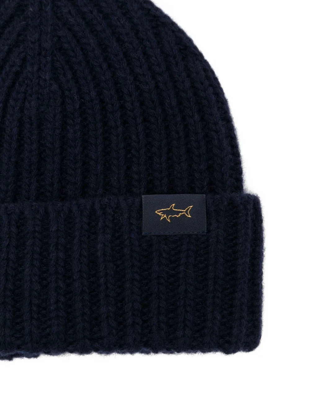 Paul & Shark ribbed wool-blend beanie hat - Blauw