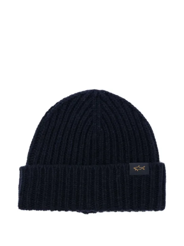 Paul Shark Ribbed wool-blend Beanie Hat Blue FARFETCH IN
