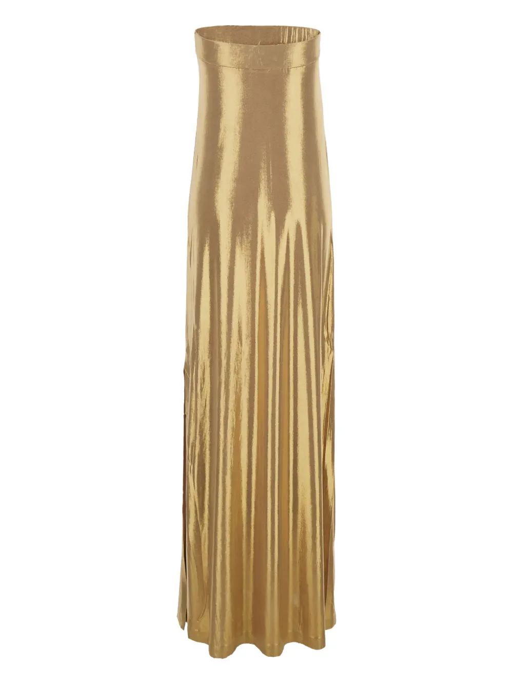 Norma Kamali Metallic Side-slit Gown