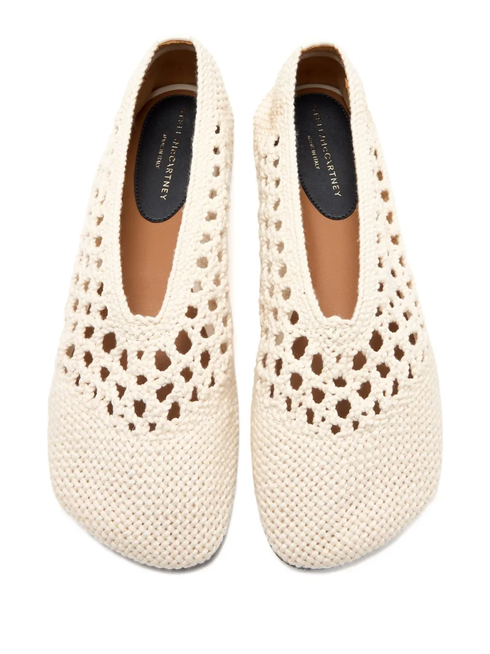 Stella Mccartney Crochet-knit Ballet Shoes In Neutral