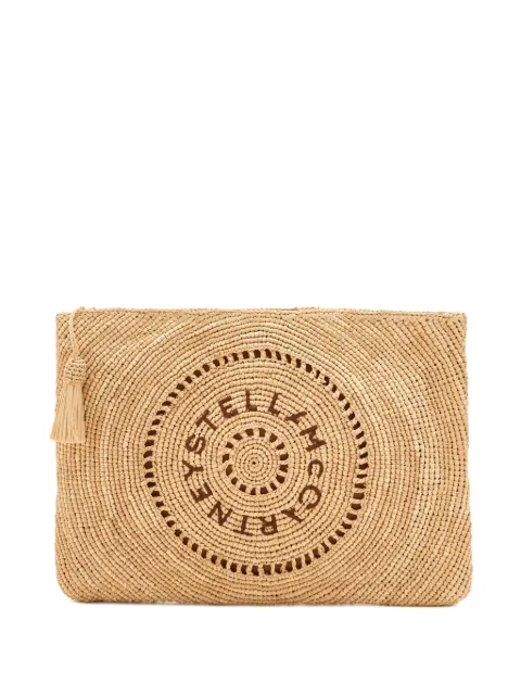 Stella McCartney logo-print raffia clutch bags