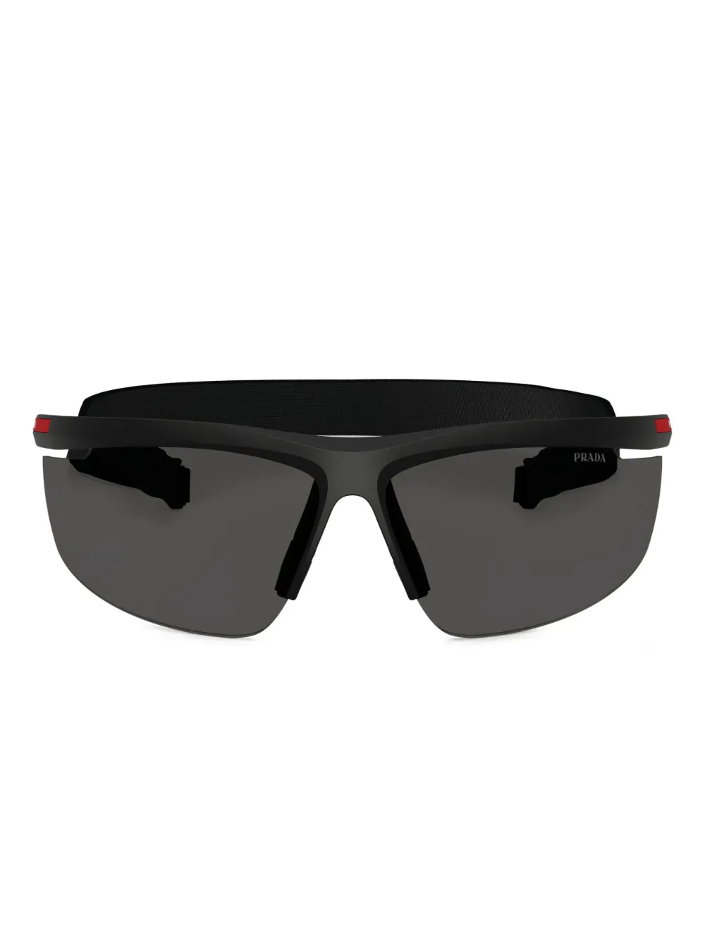 Prada Linea Rossa Zonnebril met schild montuur Zwart