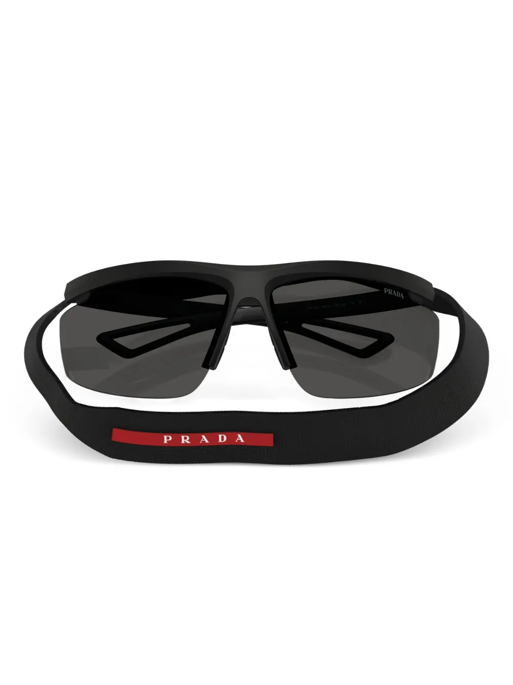 Prada Linea Rossa Zonnebril met schild montuur Zwart
