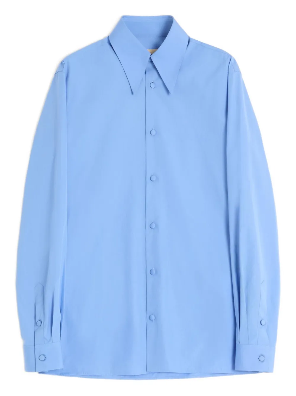 Valentino Pointed-collar Cotton Shirt In Blue