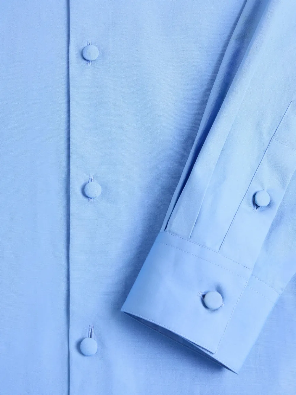 Valentino Pointed-collar Cotton Shirt In Blue