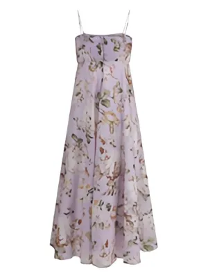 【Zimmermann】プリーツフリルミディドレス Zimmermann Vitali Fringe Mini Dress | Sepia Floral, Tie Belt