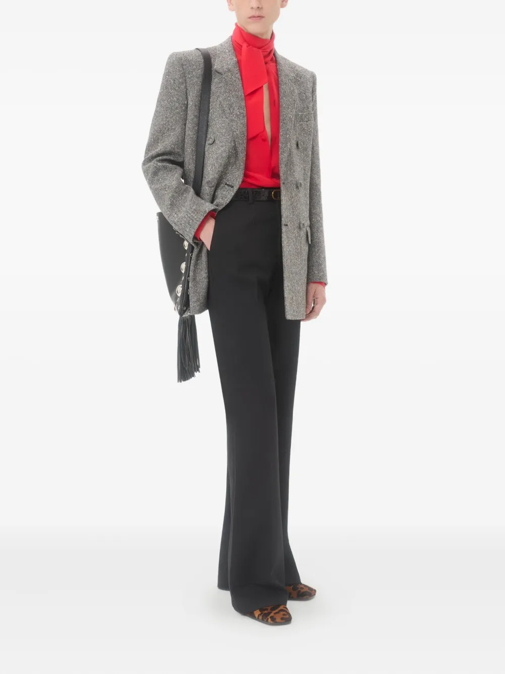 Valentino Crepe De Chine Silk Shirt With Scarf Collar In Red