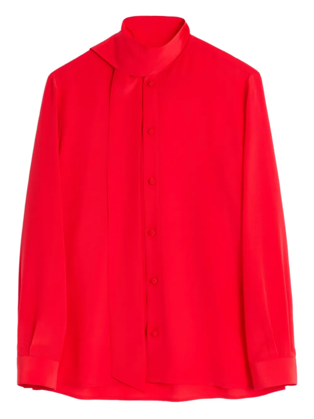 Valentino Crepe De Chine Silk Shirt With Scarf Collar In Red