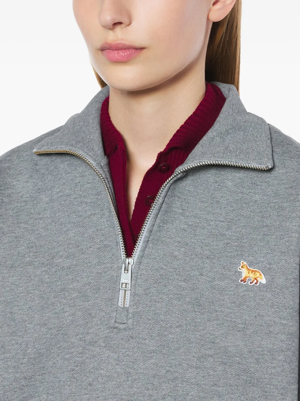 Maison Kitsuné Sweater met borduurwerk Grijs