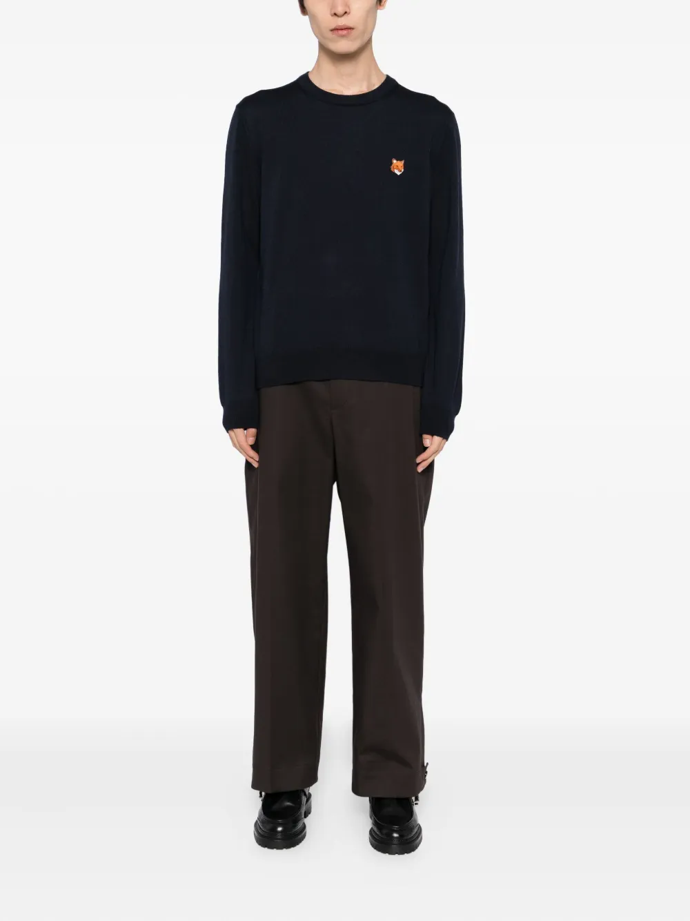 Maison Kitsuné Trui met vossenkop-patch - Blauw