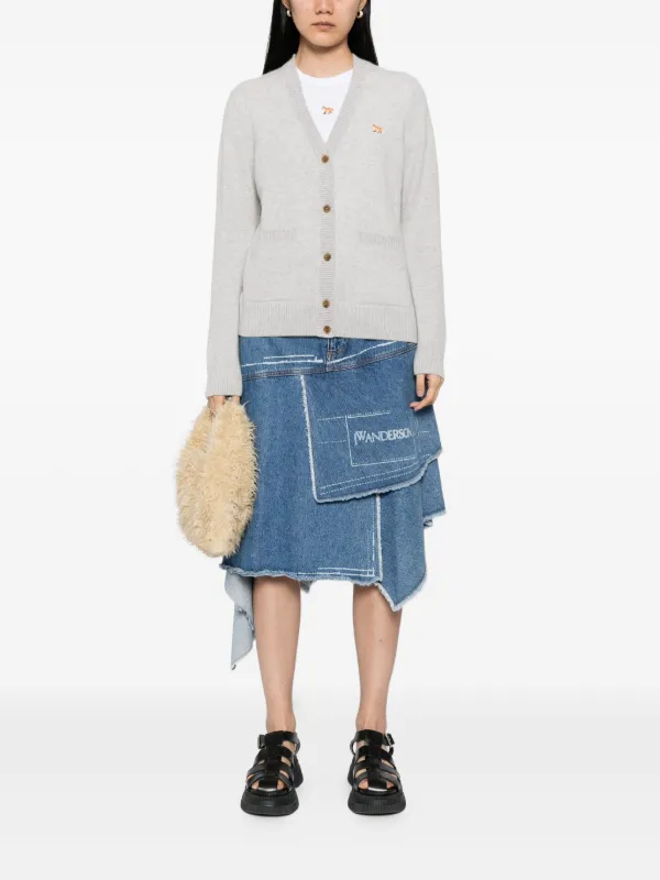 maison kitsune baby fox patch ニット grey M Maison Kitsuné Baby Fox Patch Cardigan | Grey | FARFETCH CA
