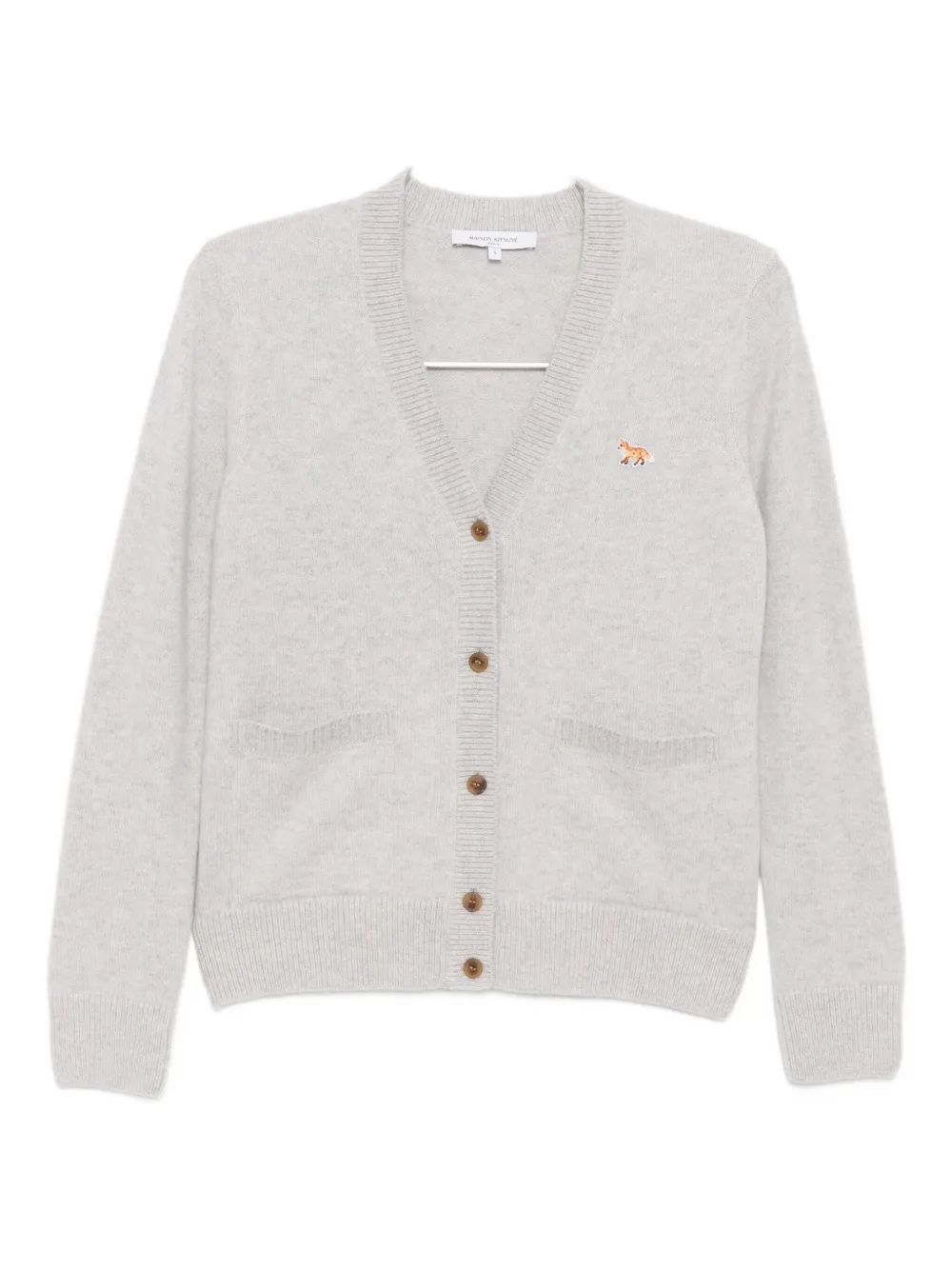 Maison Kitsuné Baby Fox Patch Cardigan In Gray
