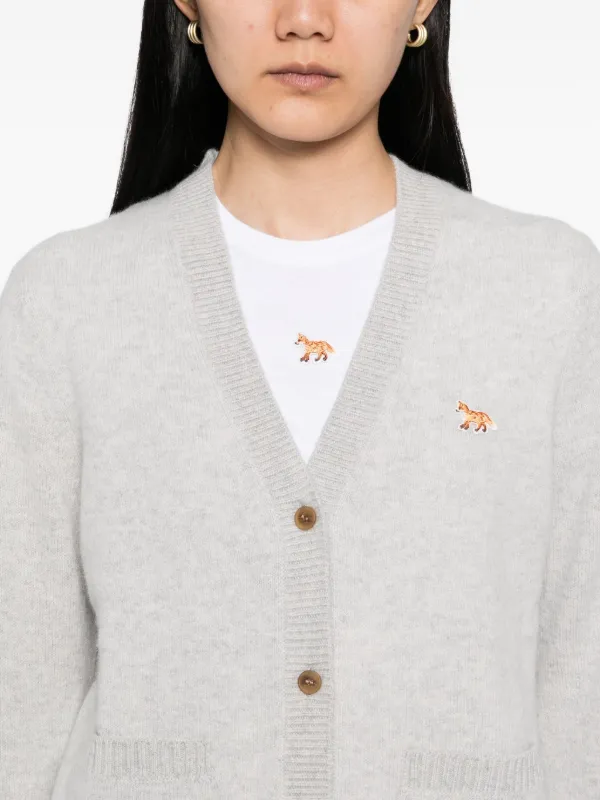 Maison Kitsuné Baby Fox Patch Cardigan | Grey | FARFETCH CA