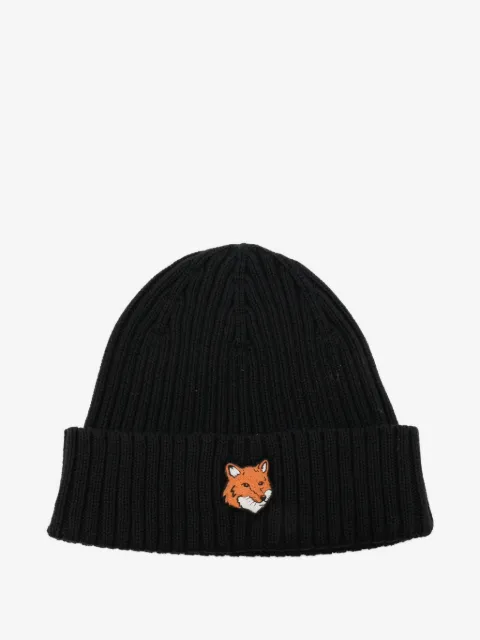 Maison Kitsuné Fox Head ribbed-knit beanie hat