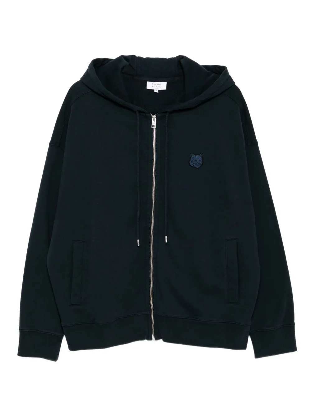 Maison Kitsuné Hoodie met rits en vossenkop-patch Blauw