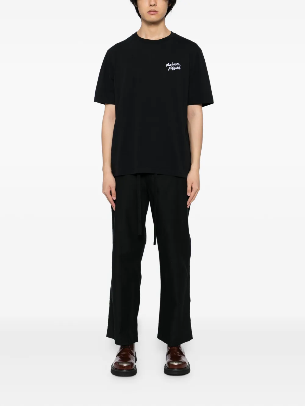 Maison Kitsuné T-shirt met borduurwerk - Zwart