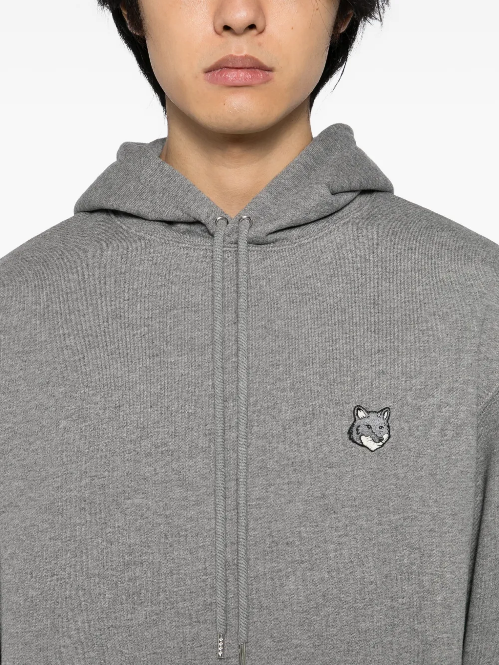 Maison Kitsuné Hoodie met vossenkop-patch Grijs