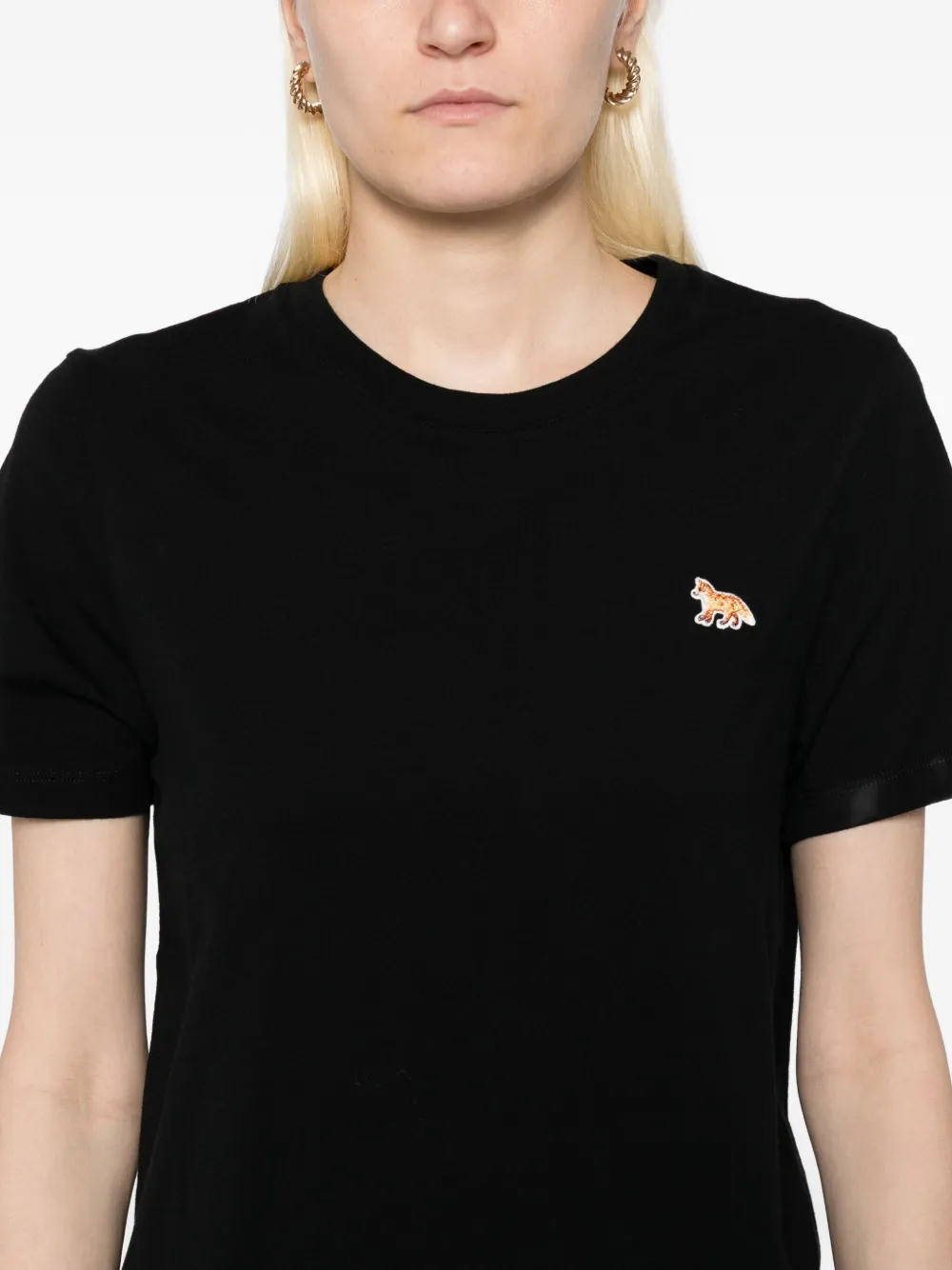 Maison Kitsuné T-shirt met geborduurd logo Zwart